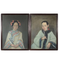 Antique Chinese Export Portraits of Two Ladies