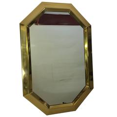 1970s Octagonal Brass Mirror