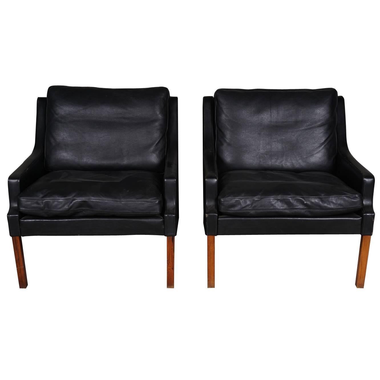 Pair of Leather Chairs Designed by Rud Thygesen