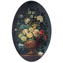 Late 19th-Early 20th Century V. Dovich Flowers in Copper Urn Oil on Panel