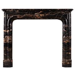 French Louis XIV Nero Portoro Marble Fireplace Mantel