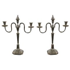 Candelabras English Silver Plated Three Arms For Candles England