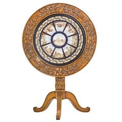 Very Fine Lapis Lazuli Mounted Micromosaic and Wood Circular Table 4
