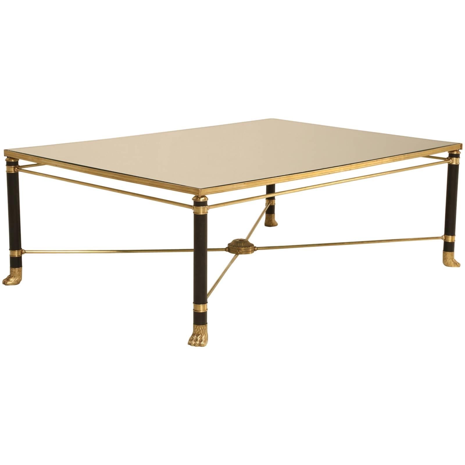 French Bronze, Brass and Black Lacquer Coffee Table