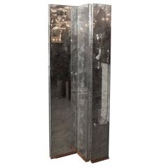 Gorgeous Mid-Century Antiqued Mirror Three-Panel Screen 11