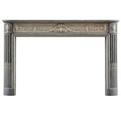 Antique Louis XVI Style Fireplace Mantle in Blue Turquin 3
