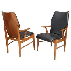 Pair of Danish Modern and Teak Armchairs 6