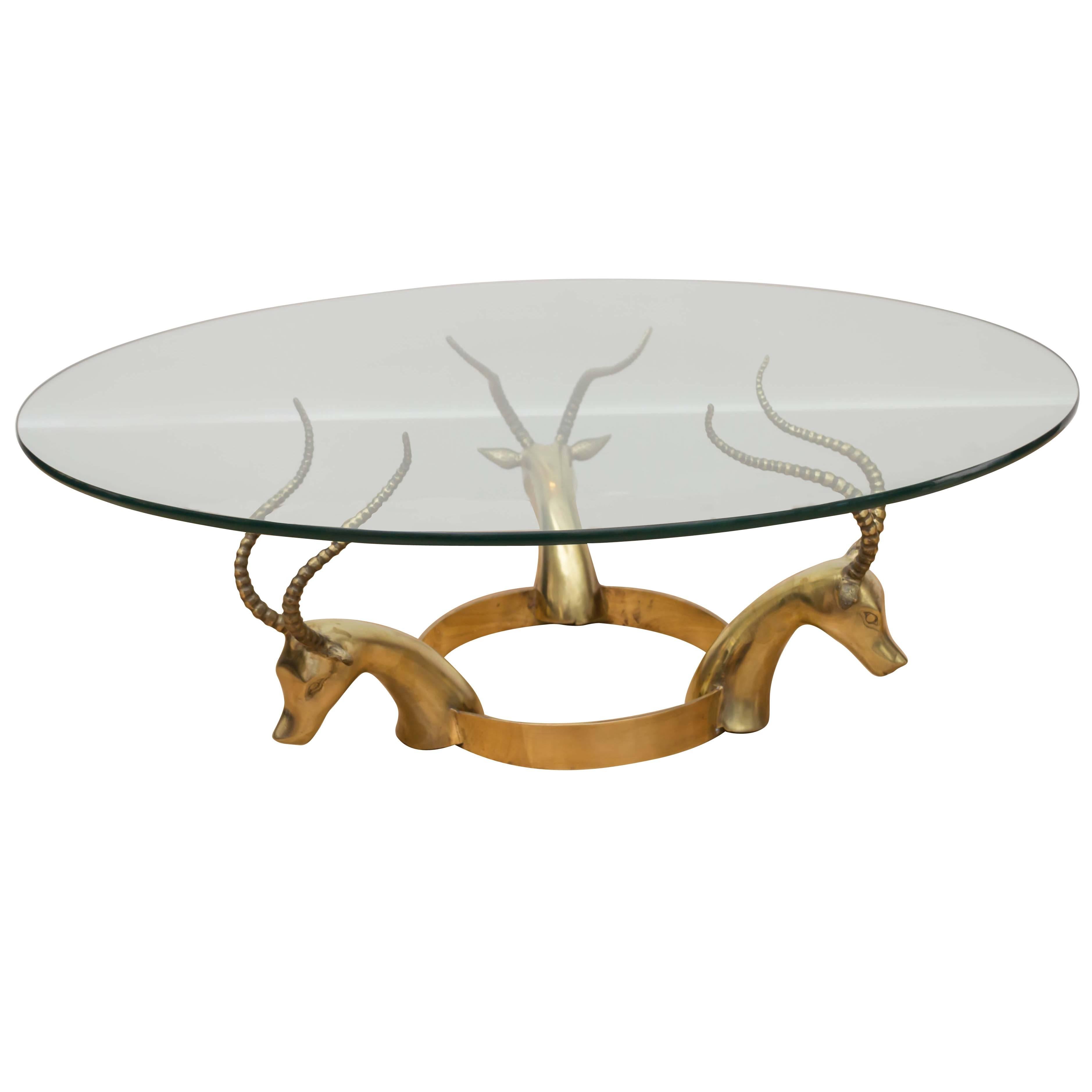 Brass Gazelle Cocktail Table For Sale