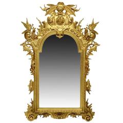 Very Large Italian Baroque Style Wall Mirror with Birds, 19th Century 3