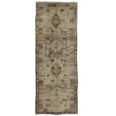 Vintage Turkish Oushak Carpet Runner with Modern Style in Muted Colors