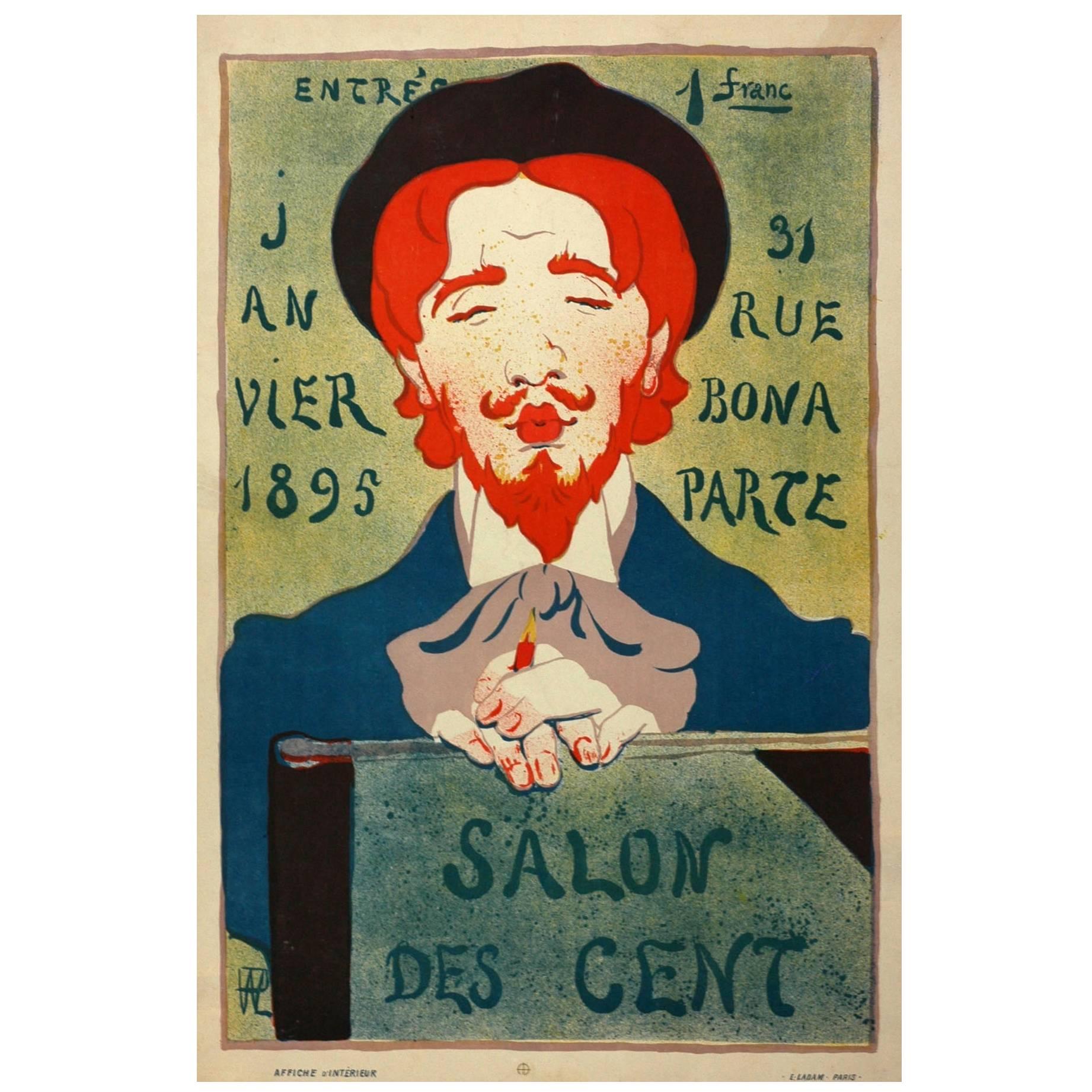 Original French Antique Poster by Hermann-Paul for the 1895 Salon des Cent