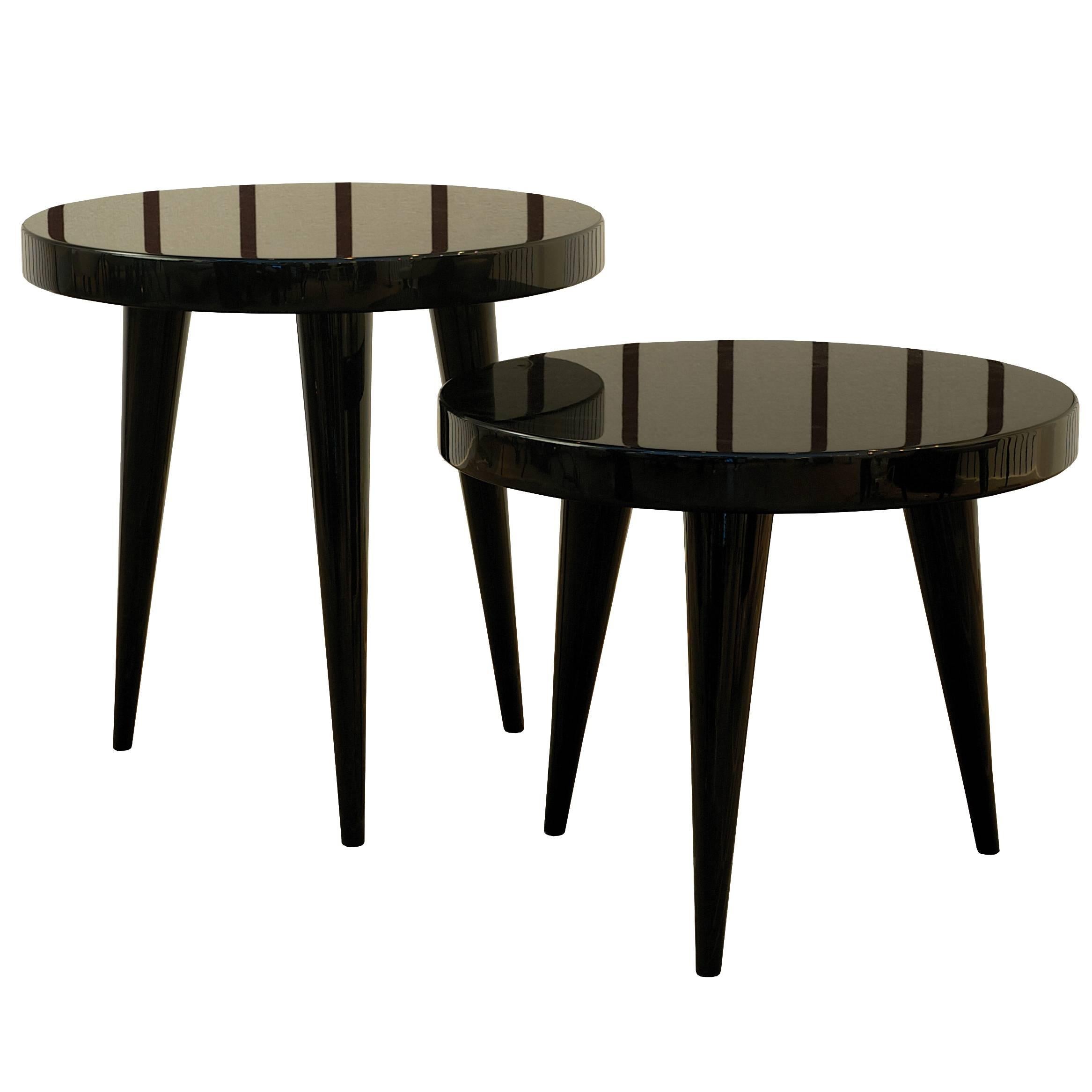 Set of Two Italian Elle Gueridon Round Lacquered Side Tables by Dom Edizioni For Sale