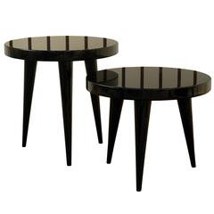 Set of Two Italian Elle Gueridon Round Lacquered Side Tables by Dom Edizioni
