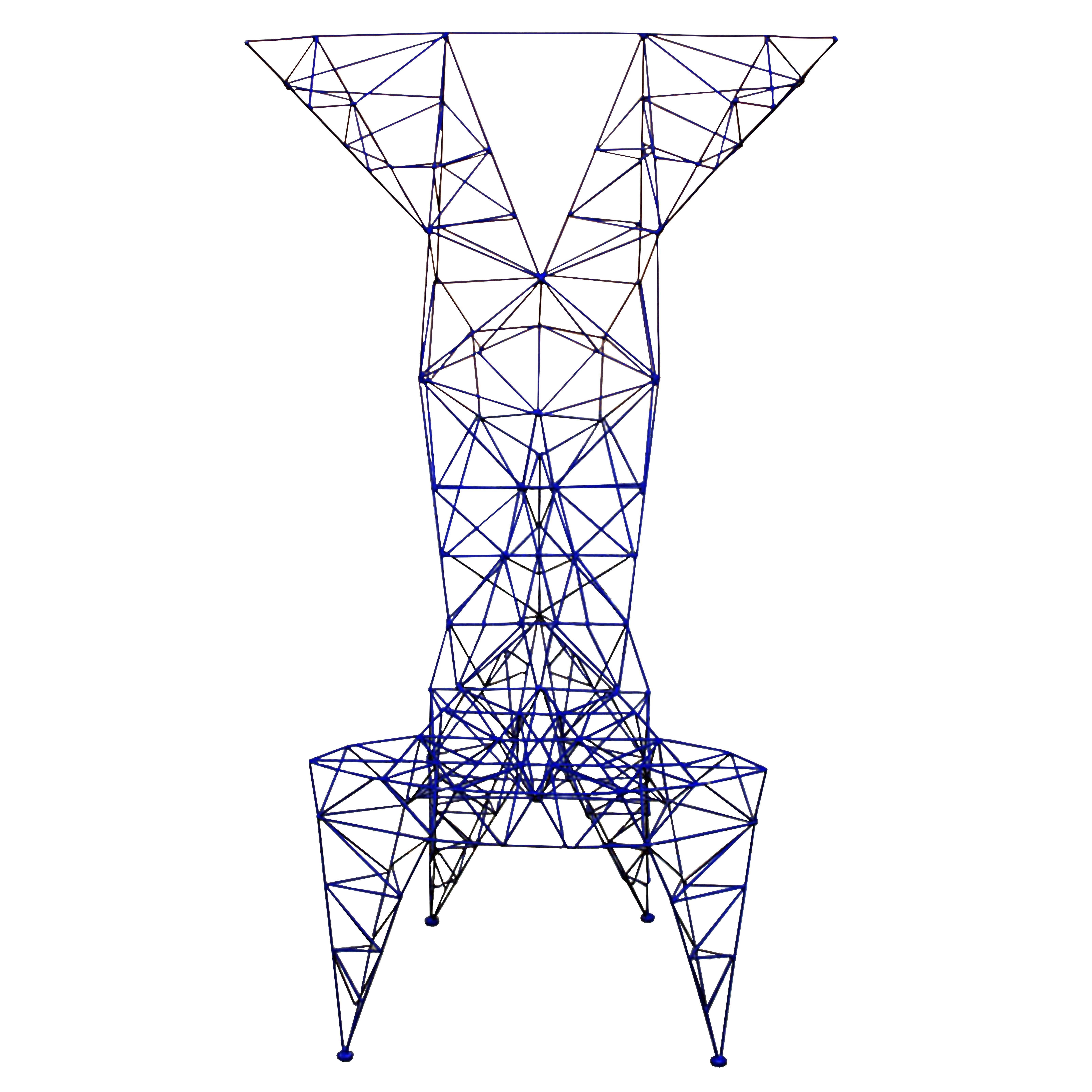 Tom Dixon's Pylon Chair; blue alluminium, made by Cappellini, 1992 For Sale