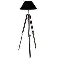 Tripod Floor Lamp with Telescopic Black Legs and Nickel