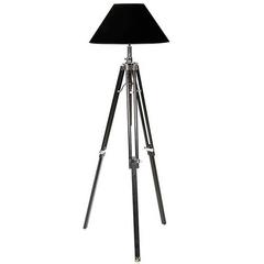 Tripod Floor Lamp with Telescopic Black Legs and Nickel 1