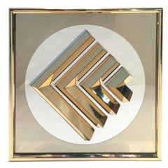 Framed Decorative Mirror Panel with Brass Foil Frame