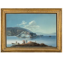 Antique Fine Pair of Swiss Lakeland Scenes