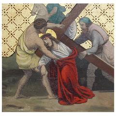 19th Century Station of the Cross 'Jesus is Aided by a Man from Cyrene'
