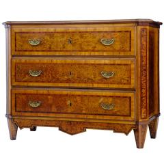 19th Century Swedish Burr Root Chest of Drawers Commode