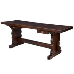 19th Century Oak Trestle Base Refectory Dining Table