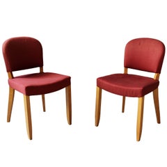 Pair of Fine French Art Deco Sycamore Side Chairs by Jules Leleu