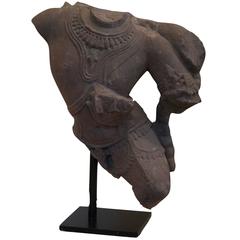 12th Century Indian Red Sandstone Bust of a Deity