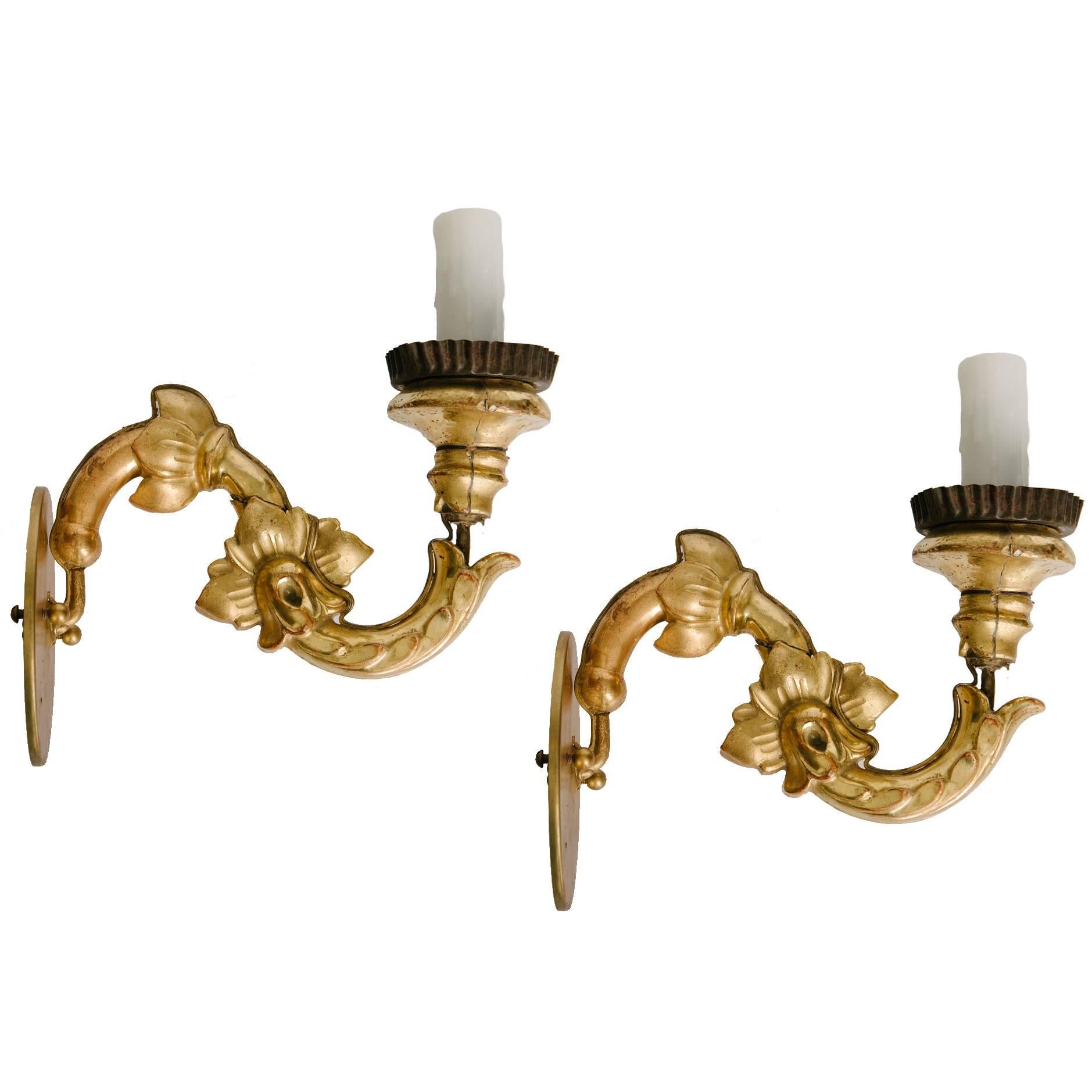 Pair of Gilded Sconces from Arezzo, Italy