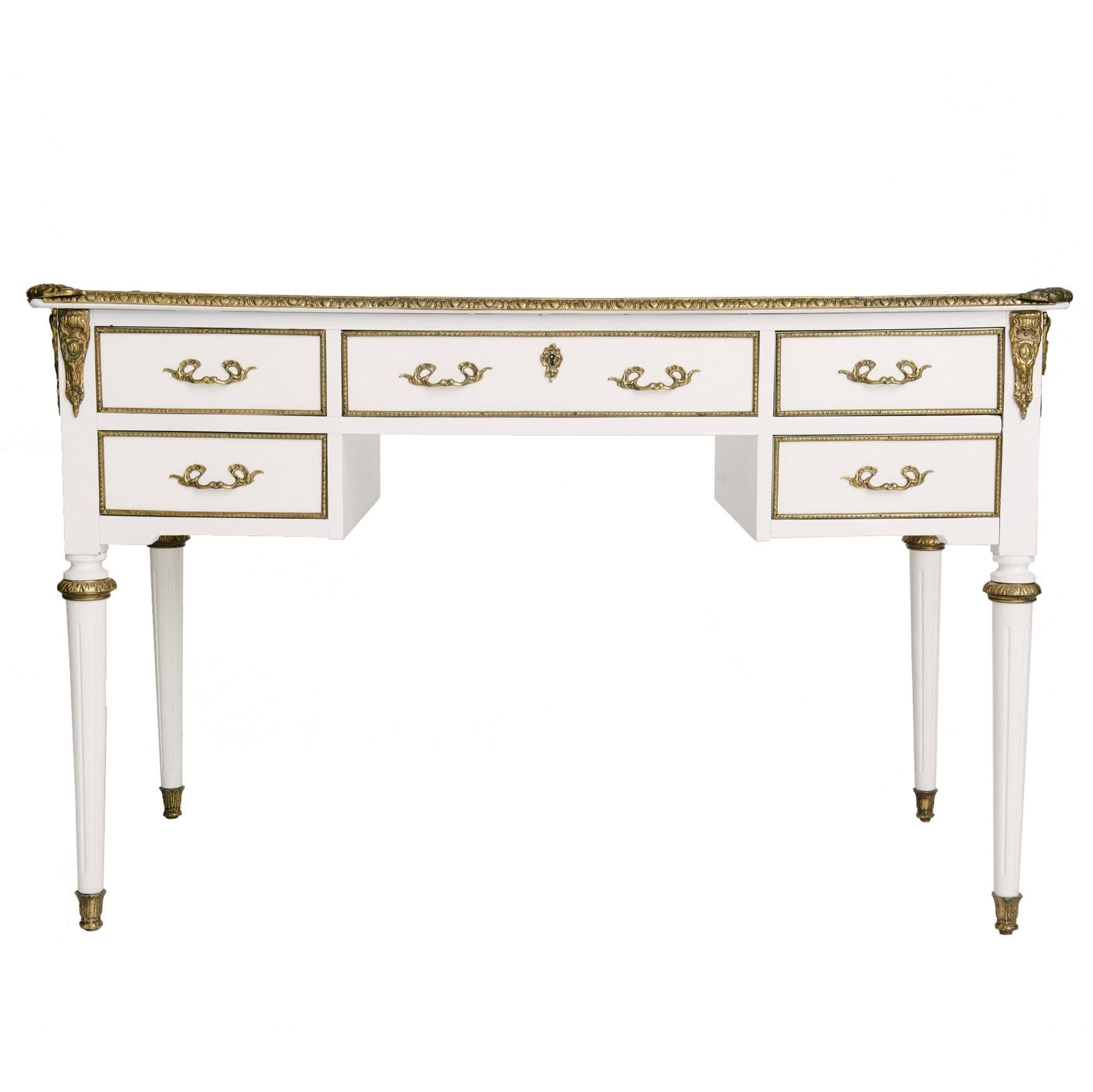 White Lacquered Louis XVI Style Desk