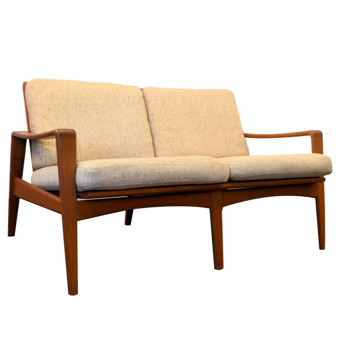 Arne Wahl Iversen Two-Seating Teak Sofa For Sale