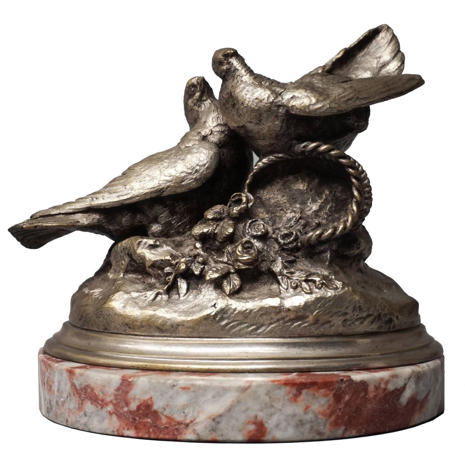 19th Century Paul Comolera Silver Plated Bronze