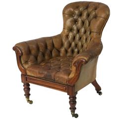 English Wingback Chair of Tufted Leather from the George IV Period