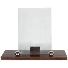 Art Deco Picture Frame with Chrome Ball Detailing and Bookmatched Macassar Base