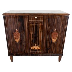 Fine Art Deco Macassar and Exotic Wood Shield Design Inlaid Cabinet or Sideboard