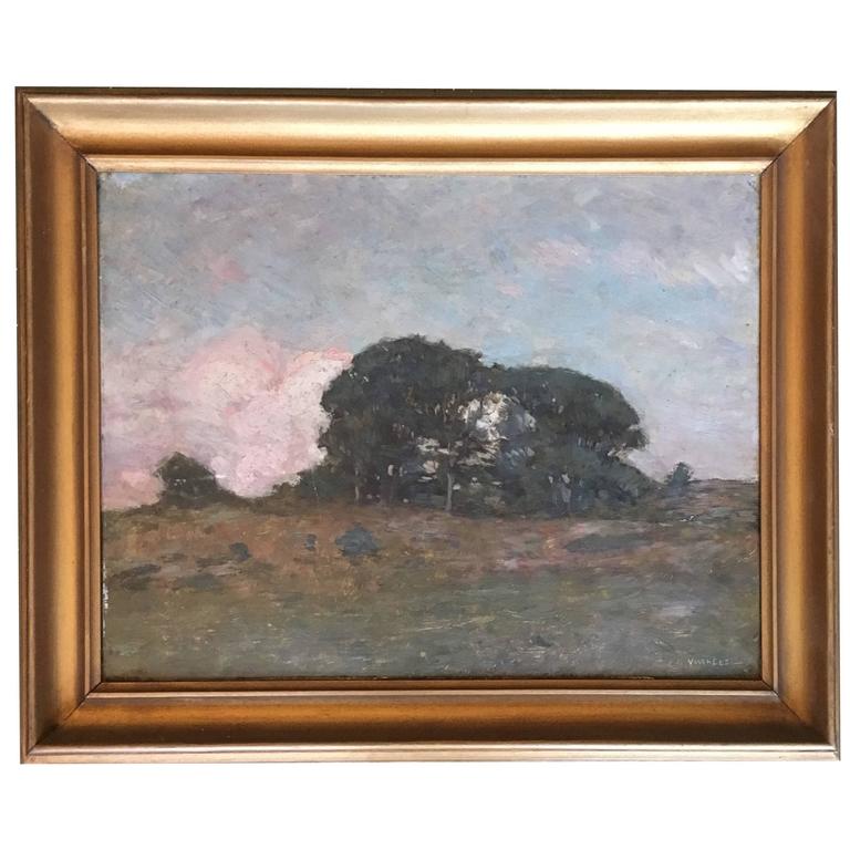 Oil on Board Plein Air Landscape Painting by Clark G. Voorhees For Sale
