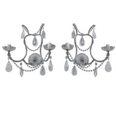 Pair of Rock Crystal Two-Light Sconces 4