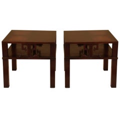 Pair of James Mont Style Mid-Century Modern Mahogany End Tables
