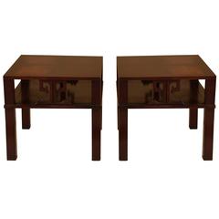 Pair of Jame Mont Style Mid-Century Modern Mahogany End Tables 2