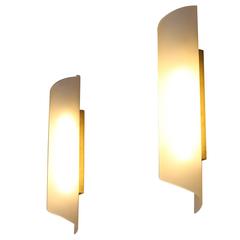 Pair of Fine French Art Deco Scroll Glass Sconces by Jean Perzel