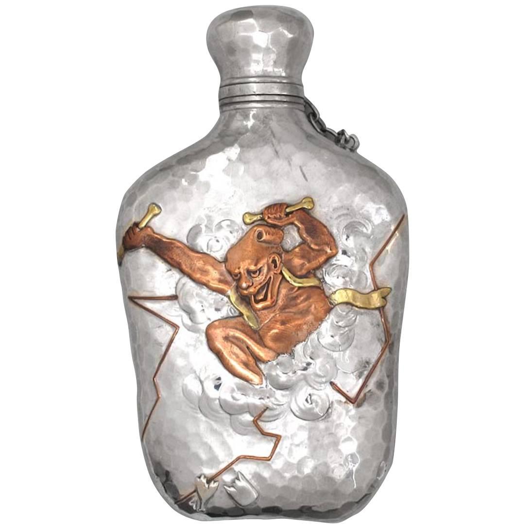 Antique American Mixed Metal Flask For Sale