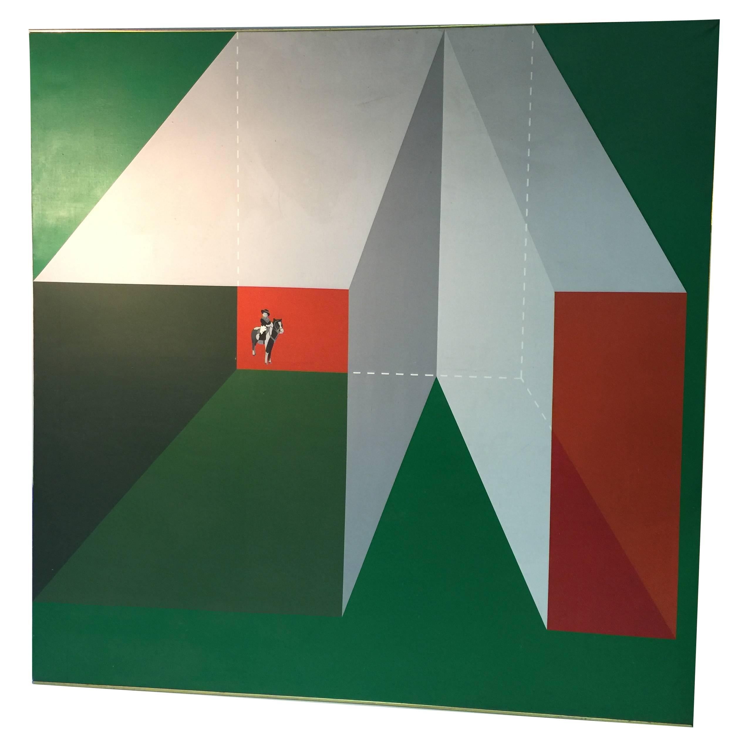 Op-Art Painting Titled, "2600 Percy" by Philadelphia Artist Charles Domsky For Sale