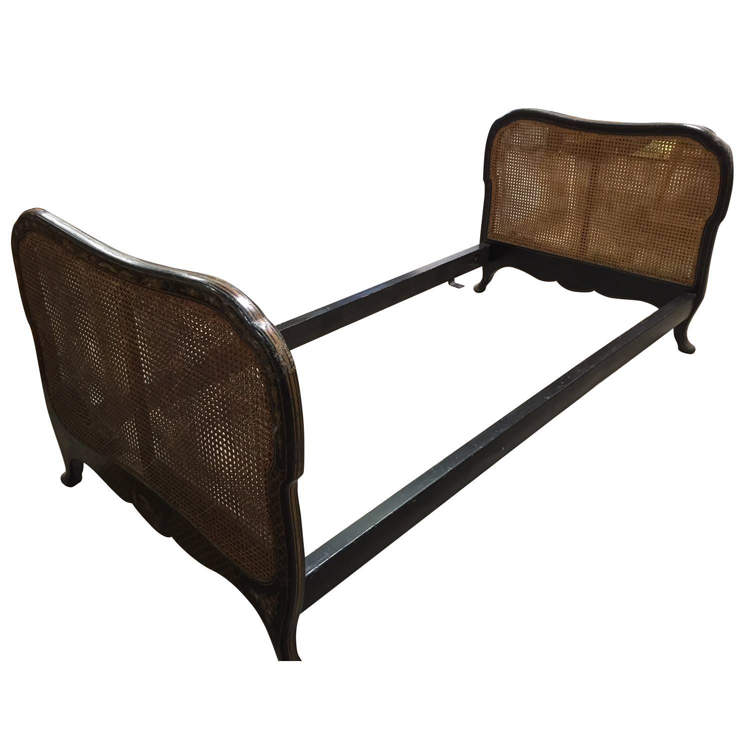 Chinoiserie and Caned Daybed, France, circa 1880 For Sale