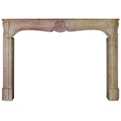 18th Century Classic Antique Fireplace Mantel in Burgundy Bicolor Hard Stone