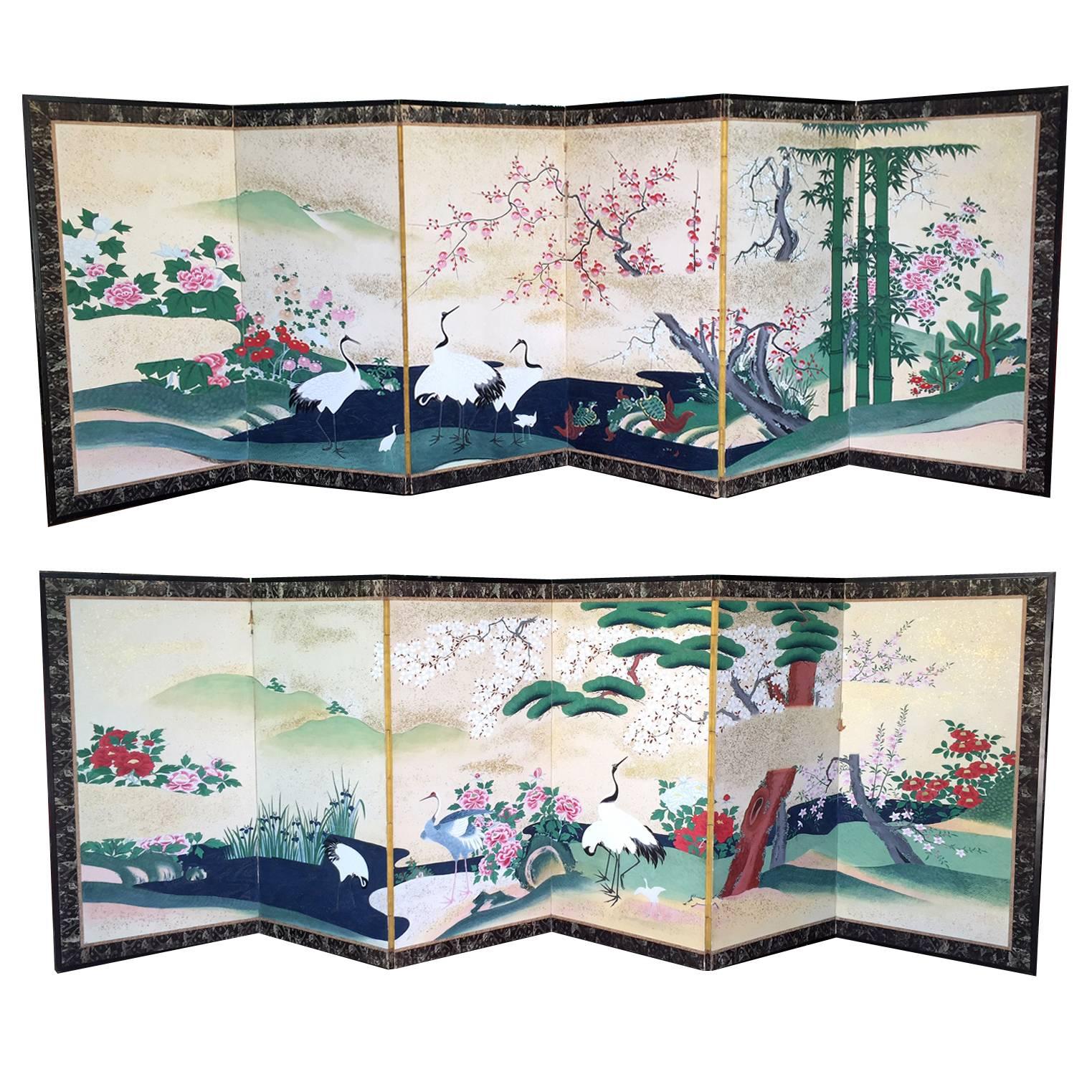 Pair of Rare Antique Japanese Folding Screens with Provenance