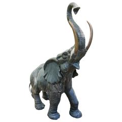 Mid-Century Cast Bronze Trumpeting Elephant Sculpture
