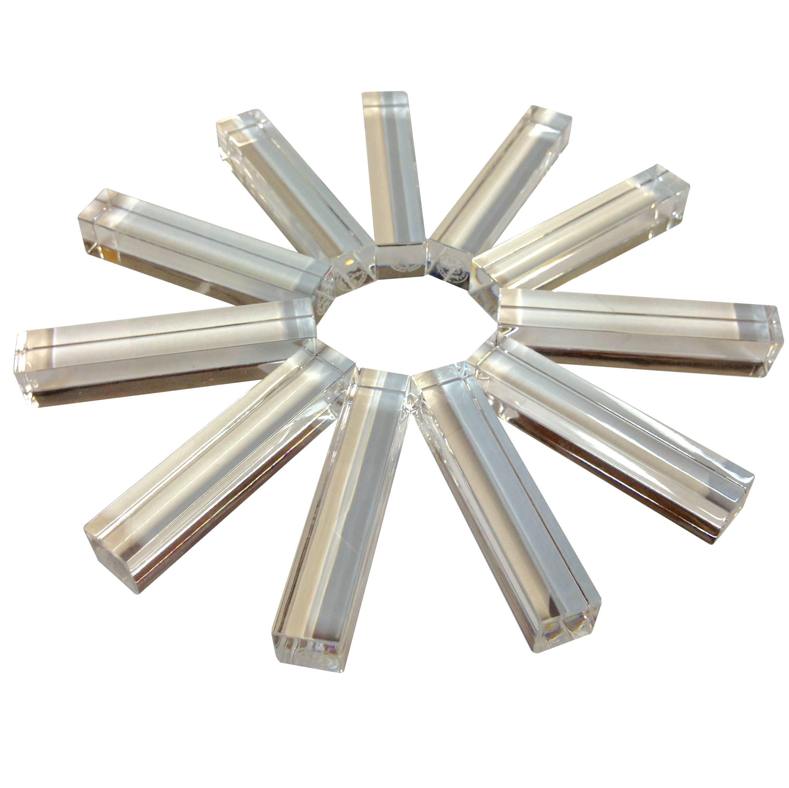 Baccarat France Crystal Clear Square and Rectangular Knife Rest, Set of 11