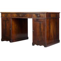 19th Century Flame Mahogany Pedestal Desk