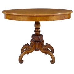 19th Century Swedish Carved Birch Center Table