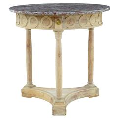 20th Century 1920s Striped Pine Marble-Top Center Table