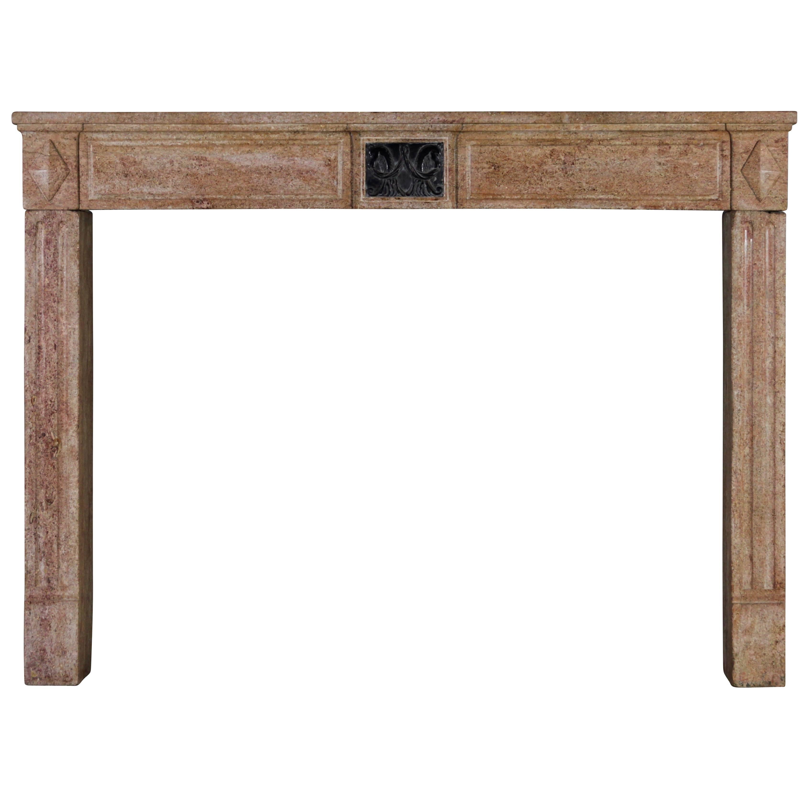 18th Century Original Antique Fireplace Mantel with Black Marble Inlay For Sale